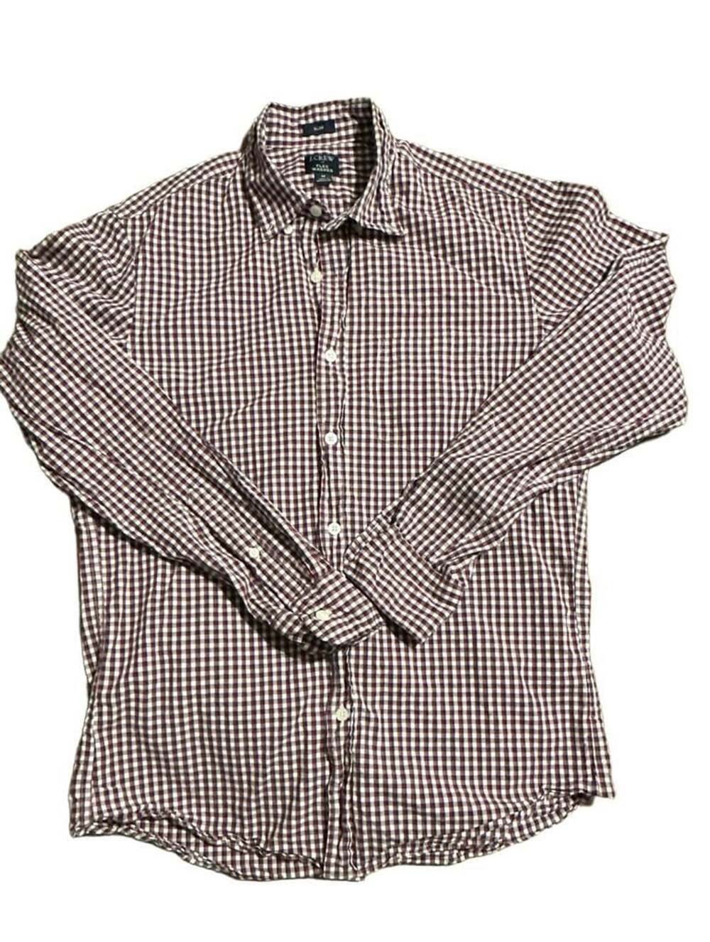 J.Crew Flex Washed Shirt Size M Red Blue Gingham Slim Fit